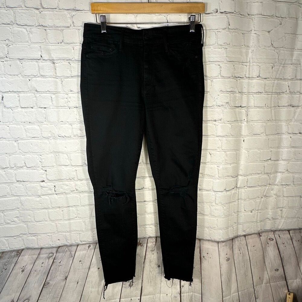 MOTHER  Jeans‎ The Looker Ankle Fray 29 Black Guilty as Sin Stretch Made USA